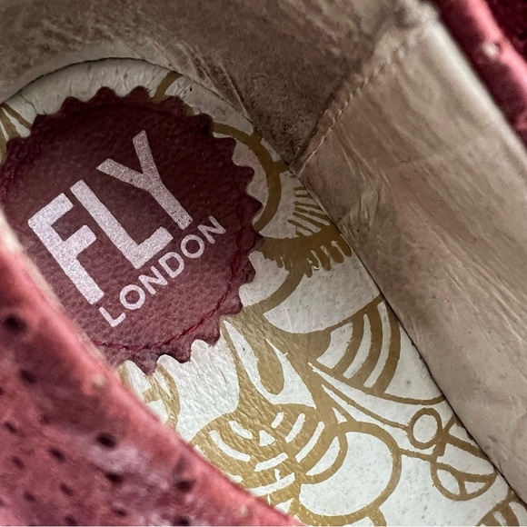 FLY LONDON Yury Peep Toe Orange perforated Suede Wedge Sandal Size 36/6 - Picture 4 of 8